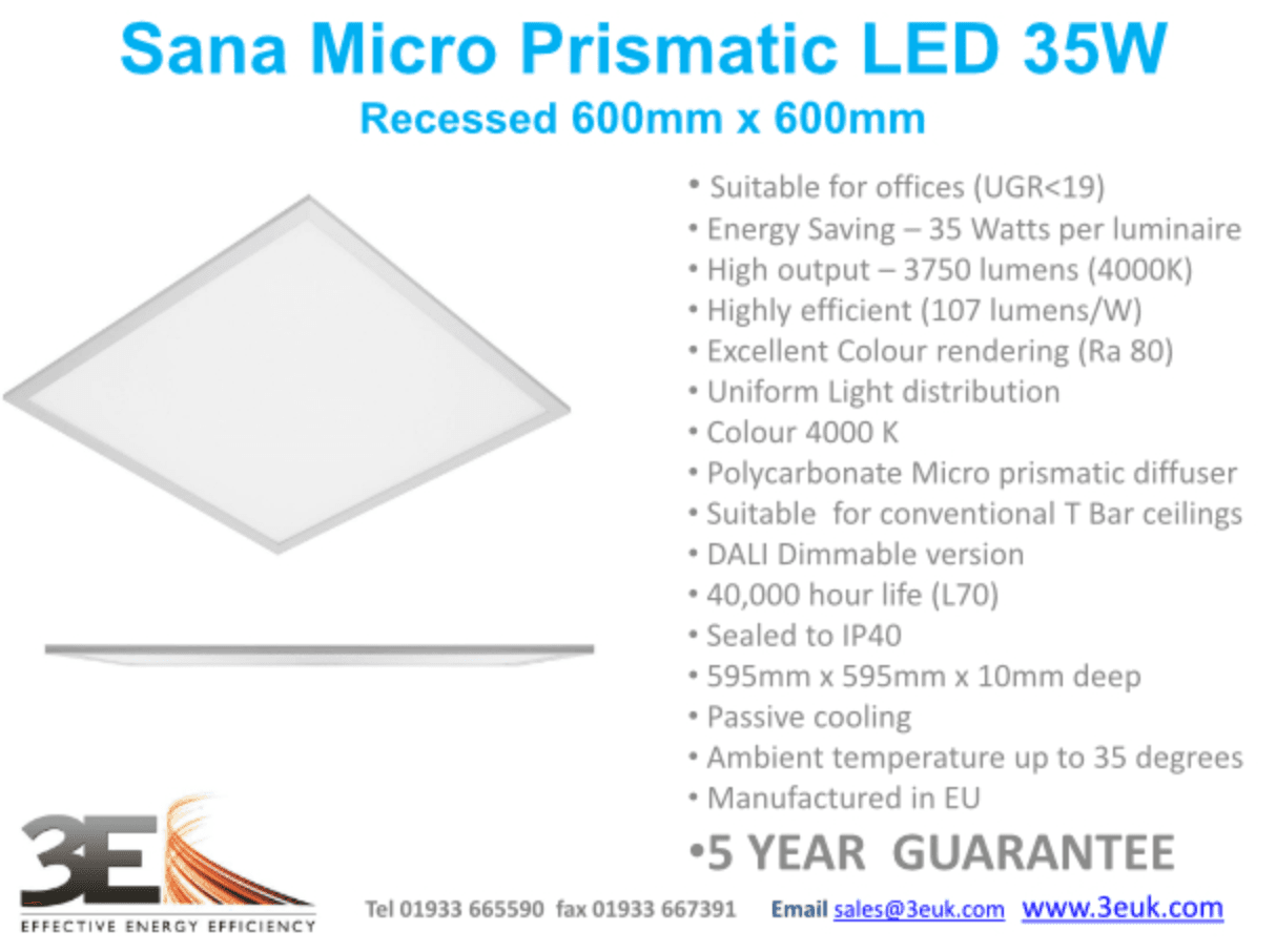 3E launch of new Sana Micro Prismatic luminaire