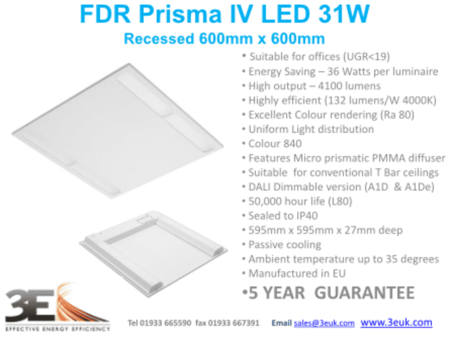 NEW COLLEGE CHOSES 3E LED FDR PRISMA LUMINAIRES FOR CLASS ROOMS